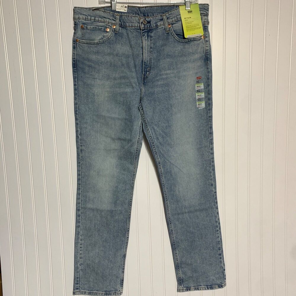 Levis 511 Slim Fit Jeans Mens 38x32 Light Wash Blue Flex Stretch Low Rise Denim